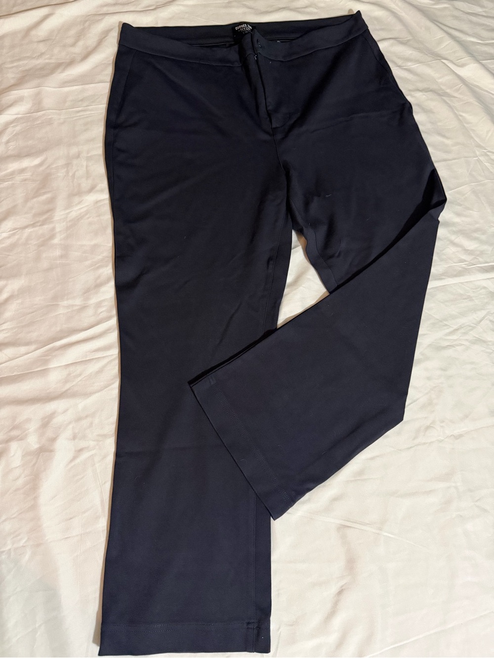NYDJ Navy Knit Straight-Leg Dress Pants